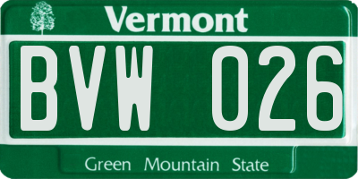 VT license plate BVW026