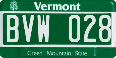 VT license plate BVW028