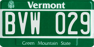 VT license plate BVW029