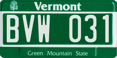 VT license plate BVW031