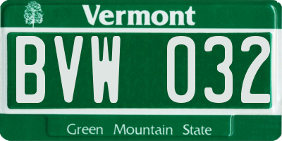 VT license plate BVW032