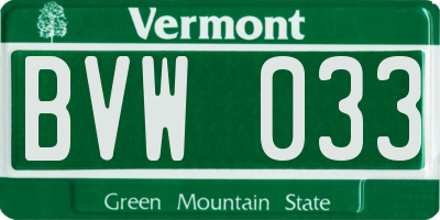 VT license plate BVW033