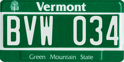 VT license plate BVW034