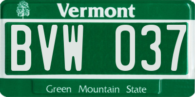 VT license plate BVW037