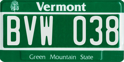 VT license plate BVW038
