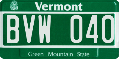 VT license plate BVW040