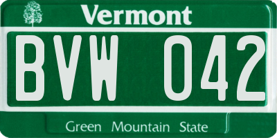 VT license plate BVW042
