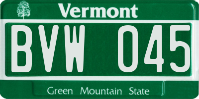 VT license plate BVW045
