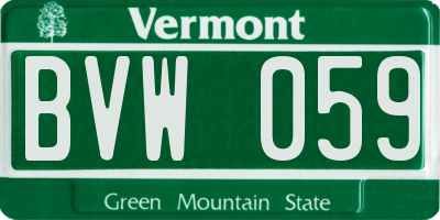 VT license plate BVW059