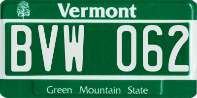 VT license plate BVW062