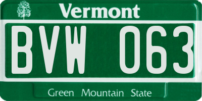 VT license plate BVW063