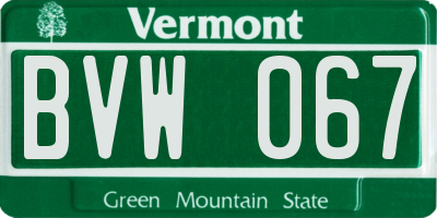 VT license plate BVW067