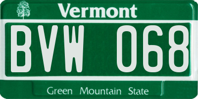 VT license plate BVW068
