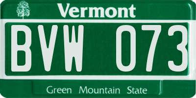 VT license plate BVW073