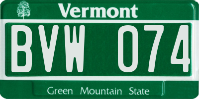VT license plate BVW074