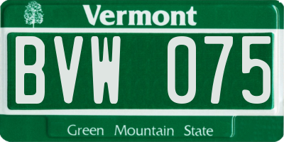 VT license plate BVW075