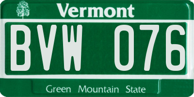 VT license plate BVW076