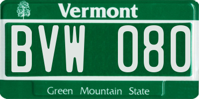 VT license plate BVW080