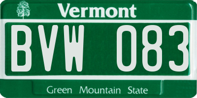 VT license plate BVW083