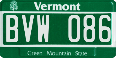 VT license plate BVW086