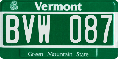 VT license plate BVW087