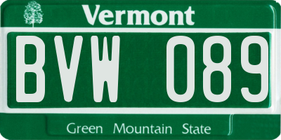 VT license plate BVW089