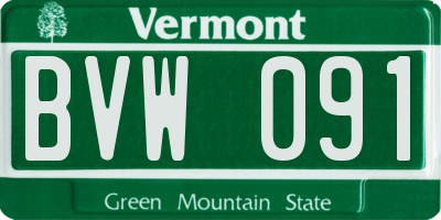 VT license plate BVW091