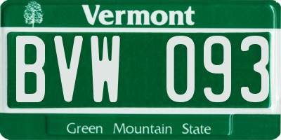 VT license plate BVW093
