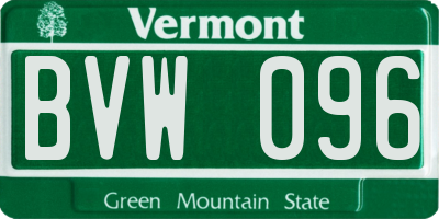 VT license plate BVW096