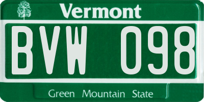 VT license plate BVW098