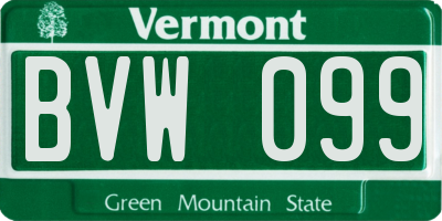 VT license plate BVW099