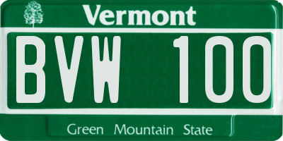 VT license plate BVW100