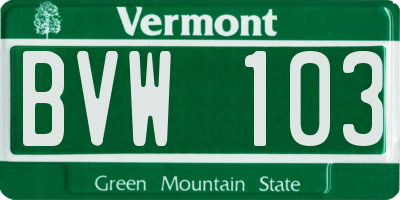 VT license plate BVW103