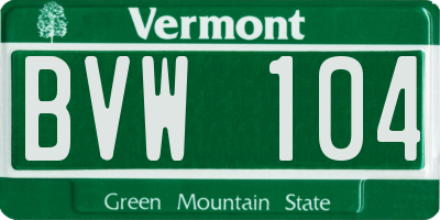 VT license plate BVW104
