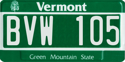 VT license plate BVW105