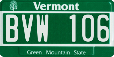 VT license plate BVW106