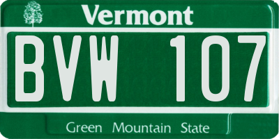 VT license plate BVW107