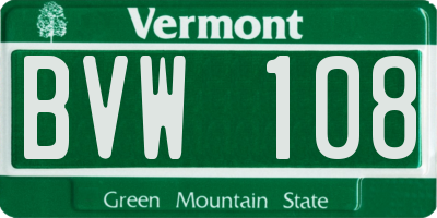 VT license plate BVW108