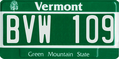 VT license plate BVW109