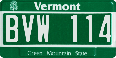 VT license plate BVW114