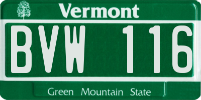 VT license plate BVW116