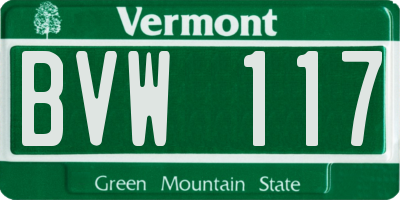 VT license plate BVW117