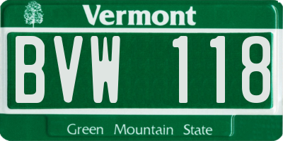 VT license plate BVW118