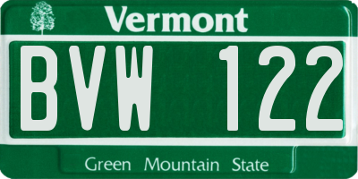 VT license plate BVW122