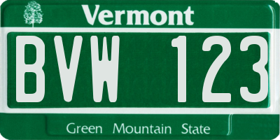VT license plate BVW123