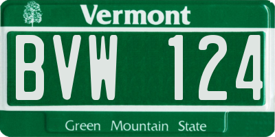 VT license plate BVW124