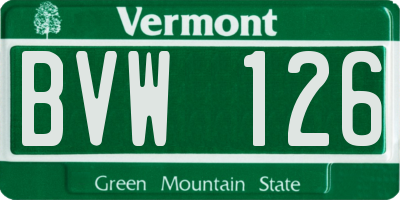 VT license plate BVW126