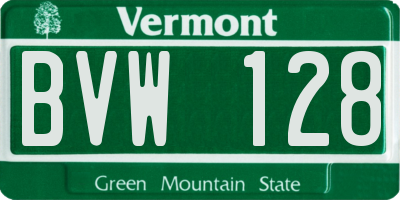 VT license plate BVW128