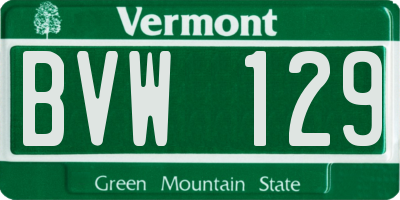 VT license plate BVW129