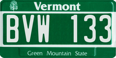 VT license plate BVW133